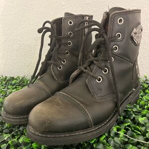 Harley Davidson Black Leather Motorcycle Biker Boots Womens